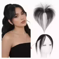 Pony Haarteil Clipin Echthaar Remy Damen 9g Curtain Bangs #1 1 st