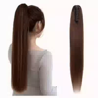Ponytail Echthaar Clip Klammer 40cm 105g 04 Schokoladenbraun 1 st