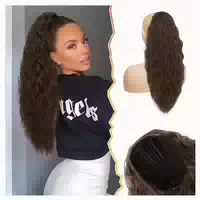 Ponytail Extension 56cm Welliges Pferdeschwanz Haarteil Brau 1 st