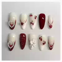 Press On Nägel 24er Set Kirsche Glossy Eckig Nagelkleber des 1 st