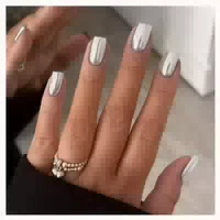 Press On Nägel Chrome Eckig Acryl Spiegel Bling 24 Metallic 1 st