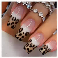Press On Nails 24 Stück Eckig Aufkleben Rosa Leopard Franz&# 1 st