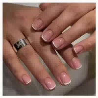 Press On Nails Kurz Square French Rosa Weiß Nagelkleber Fb17 1 st