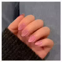 Press On Nails Gel Kurz Mandel Cat Eye Dunkel Rosa Chrome Gl 1 st