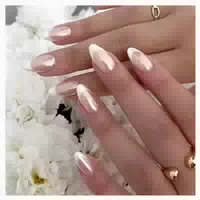 Press On Nails Medium Almond 24 Stück Nude Kleber Halbmond N 1 st