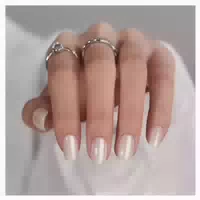 Press On Nails Short Square Chrome 15 Größen 30er E Vanilla 1 st
