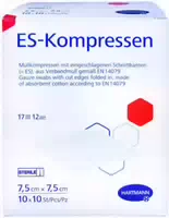 Es Kompressen Steril 7,5 X 7,5 cm Großpackung 10 X 10 stk