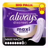 Multipack 5x Always Discreet Inkontinenz Einlagen Maxi Nacht Für Frauen, Saugstärke 8, 20 Stück 1 St