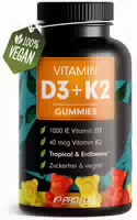 Profuel Vitamin D3 K2 Gummies 60x | 1000 Ie D3 40 Μg K2 | Zuckerfrei & Vegan | 4 Monate Vorrat