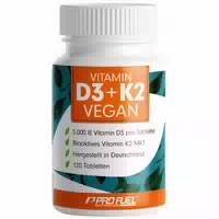 Profuel Vitamin D3 K2 Vegan 120 Tabletten | 5000 Ie D3 200 Μg K2 Mk7 | 19 Monate Vorrat