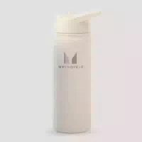 Myprotein Flip Trinkhalm Flasche aus Recyceltem Metall, 500 ml – Naturcreme