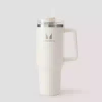 Myprotein Metall Trinkflasche mit Seitgriff und Strohhalm 1200ml Cremeweiß