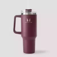 Myprotein Metall Trinkflasche mit Seitgriff und Strohhalm 1200ml Dunkle Beere