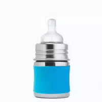 Purakiki Babyflasche 125 ml mit Silikon Sleeve Aqua
