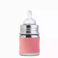 Purakiki Babyflasche 125 ml mit Silikon Sleeve Rose