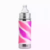 Purakiki Trinklernflasche 300 Ml Mit Silikon Sleeve Pink Swirl