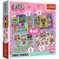 Trefl Puzzle Lol Surprise: Treffen Sie die Puppen 4in1 35,48,54,70 Teile