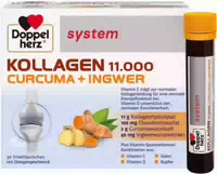 Doppelherz System Kollagen 11 000 Curcuma Ingwer Doppelpack 2x30x25 ml Trinkampullen