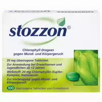Stozzon Chlorophyll Dragees gegen Mund und Körpergeruch 100 st Überzogene Tabletten