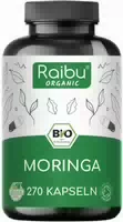Raibu Bio Moringa Kapseln Hochdosiert 2400 mg Vegane, Laborgeprüft, Glutenfrei & Laktosefrei