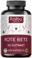 Raibu Rote Beete Kapseln Hochdosiert 14 000 mg Vegan 10:1 Extrakt mit Natürlichen Nitraten