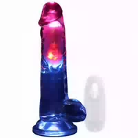 Realrock Realrock Fernbedienbarer Led‑vibrationsdildo mit Hoden 22,5 cm Klar