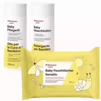 Redcare Junior Baby Pflegeöl Redcare Junior Baby Badeschaum Redcare Baby Feuchttücher mit Öl