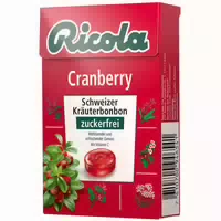 Ricola Schweizer Kräuterbonbons Box Cranberry ohne Zucker