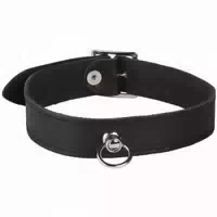 Rimba Rimba Lederhalsband mit O Ring Schwarz S m