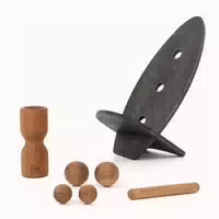Rollholz Balance Board Set Groß Eiche Schwarzes Brett 1 St