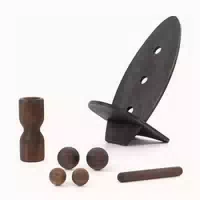Rollholz Balance Board Set Groß Walnuss Schwarzes Brett 1 St