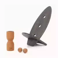 Rollholz Balance Board Set Klein Eiche Schwarzes Brett