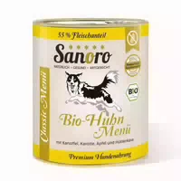 Sanoro Menü Classic Vom Bio Huhn mit 55 % Fleischanteil, Bio Kartoffel und Bio Karotte