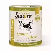 Sanoro Menü Classic Vom Lamm Mit 50 % Fleischanteil, Haferflocken Und Karotte
