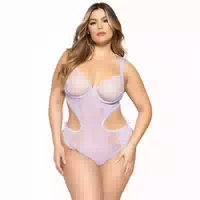 Seven Til Midnight Seven Til Midnight Lavendelfarbener Teddy mit Floraler Spitze Plus Size Lila 3xl 4xl