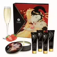 Shunga Geisha Sparkling Strawberry Wine Intim Massage Set