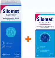 Silomat Hustenlöser Ambroxolhydrochlorid 30mg Je 5ml Sirup 100 ml Silomat Hustenstiller Pentoxyverin 1,35mg Je ml 100 ml