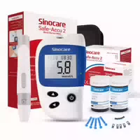 Sinocare Safe Accu 2 Blutzuckermessgerät mit Fortschrittlicher Technologie, 200 Speicher zum Erkennen von Wertänderungen | 1 Stück Meter 50 Stück × Streifen Lanzetten | Mmol l