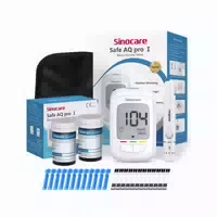 Sinocare Safe Aq Smart Blutzuckermessgerät, Bequem zu Tragen mit Schmerzfreiem Test | 1 Stück Messgerät 25 Stück × Teststreifen Lanzetten | Mmol l