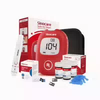 Sinocare Safe Aq Smart Blutzuckermessgerät, Bequem zu Tragen mit Schmerzfreiem Test | 1 Stück Messgerät 25 Stück × Teststreifen Lanzetten | mg dl