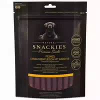 Snackies Feines Straussenfleisch mit Karotte Single Protein Snack für Hunde