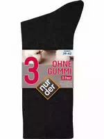Nur der Socken ohne Gummi 3er Pack Schwarz Größe 39 42