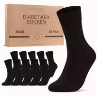 Diabetiker Socken mit Komfortbund ohne Gummi & ohne Naht für Damen und Herren 10 Paar