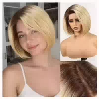 Spitzenfrontperücke Synthetik Bob 25 cm T Teil Spitze Ombré 1 st