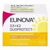 Eunova D3 K2 Duoprotect – 4 000 I E Nahrungsergänzungsmittel Mit Zur Normalen Funktion Des Immunsystems & Erhaltung Normaler Knochen