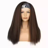 Stirnbandperücke Kinky Straight Yaki Glatt 56 cm #2a 30 High 1 st