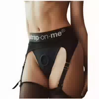 Strap On Me Strap On Me Rebel Harness Tanga mit Strumpfhaltern Schwarz m