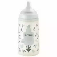 Suavinex Birdies Babyflasche Symmetrischer Sauger Mittlerer Durchfluss 3 Monate und Mehr Gelb