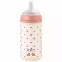 Suavinex Birdies Glasflasche Symmetrischer Sauger Langsamer Fluss Ab 0 Monaten Rosa