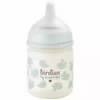 Suavinex Birdies Glasflasche Symmetrischer Sauger Extra Langsamer Fluss Ab 0 Monaten Rosa
